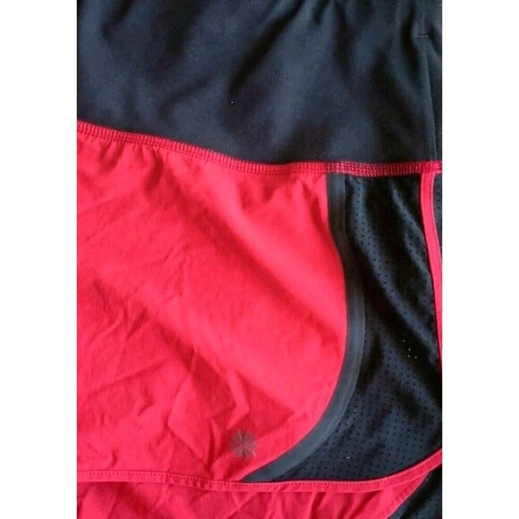 Athleta High Rise Acceleration Shorts Size Small Red Black Running Shorts Active - Picture 6 of 7